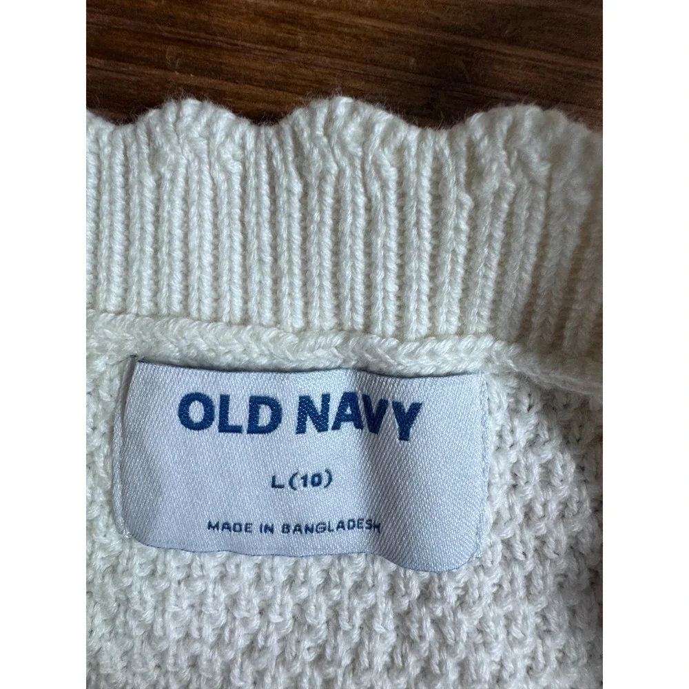 Old Navy Fruit Sweater Tank Kids Girls Large 10 White‎ Sleeveless Knit Top